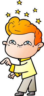 Bir insan tarafından çizilmiş heyecanlı bir çizgi film.