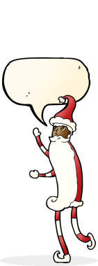 Bir insan tarafından çizilmiş konuşma balonu olan sıska noel baba çizgi filmi.