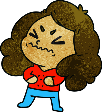 Bir insan tarafından çizilmiş, el yazısıyla çizilmiş tatlı bir kawai kızı karikatürü.