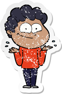 Bir insan tarafından çizilmiş mutlu bir adamın sıkıntılı çıkartması.