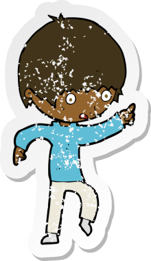 Bir insan tarafından çizilmiş endişeli bir çizgi filmin gerilimli çıkartması.