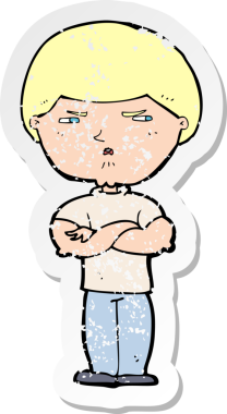 Bir insan tarafından çizilmiş huysuz bir karikatürün gerilimli yapıştırması.