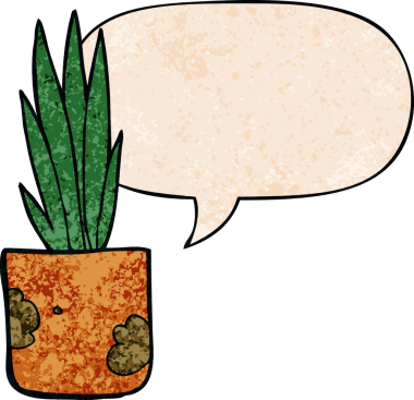 Bir insan tarafından çizilmiş eski moda konuşma baloncuklu çizgi film bitkisi.