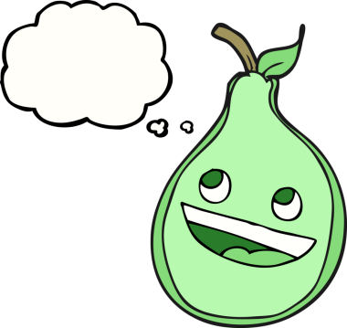 Bir insan tarafından çizilmiş serbest çizim balon karikatür armudu.