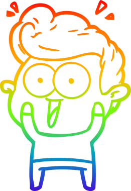 Gökkuşağı gradyanı çizimi bir insan tarafından çizilmiş heyecanlı bir çizgi film