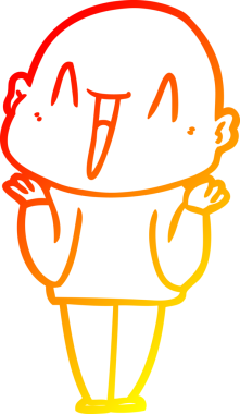 Bir insan tarafından çizilmiş mutlu, kel bir adamın sıcak çizgi çizimi.