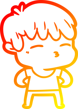 Bir insan tarafından çizilmiş, çizgi film karakteri meraklı bir çocuk çizimi.