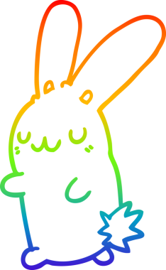 Gökkuşağı gradyan çizgisi. Bir insan tarafından çizilmiş şirin bir tavşan çizimi.