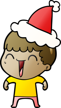 Noel Baba şapkası giyen mutlu bir adamın insan tarafından çizilmiş el çizimi karikatürü.