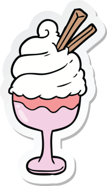 Bir insan tarafından çizilmiş karikatür dondurma etiketi.