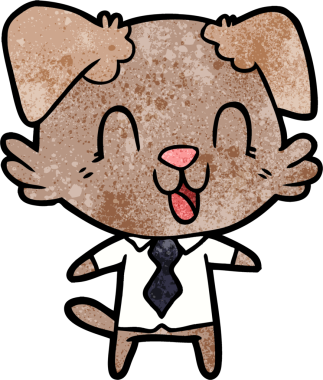 Bir insan tarafından çizilmiş gülen çizgi film köpek müdürü.