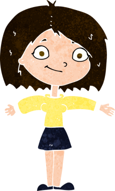 Bir insan tarafından çizilmiş mutlu bir kız.