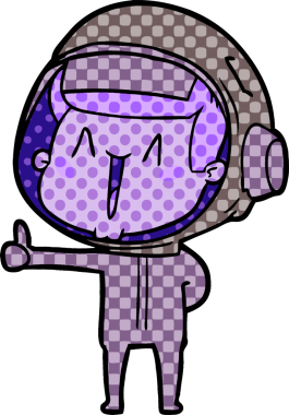 Bir insan tarafından çizilmiş mutlu astronot çizgi filmi.