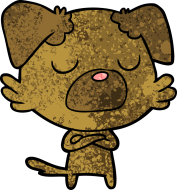 Bir insan tarafından çizilmiş çizgi film köpeği.