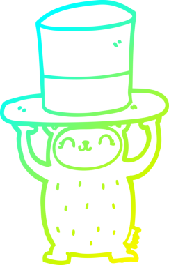 Bir insan tarafından çizilmiş dev şapkalı çizgi film ayısı çizimi.