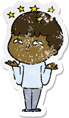 Bir çizgi filmin sıkıntılı çıkartması Bir insan tarafından çizilmiş hayret verici bir çocuk