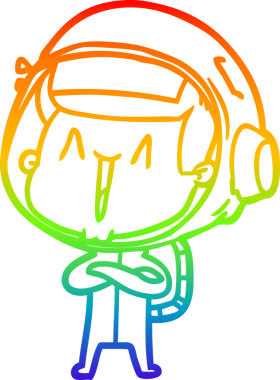 gökkuşağı gradyan çizimi mutlu bir çizgi astronot çizimi bir insan tarafından çizildi