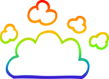 Bir insan tarafından çizilmiş gökkuşağı gradyan hava bulutu çizimi