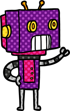 Bir insan tarafından çizilmiş çizgi film robotu