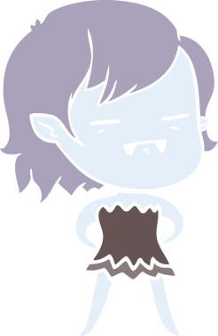 Düz renkli çizgi film. Bir insan tarafından çizilmiş ölümsüz vampir kız.