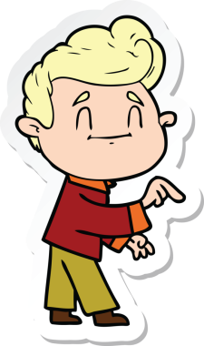 Bir insan tarafından çizilmiş mutlu bir çizgi film karakterinin çıkartması.