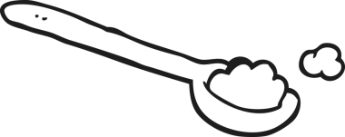 Bir insan tarafından çizilmiş siyah beyaz çay kaşığı tuz.