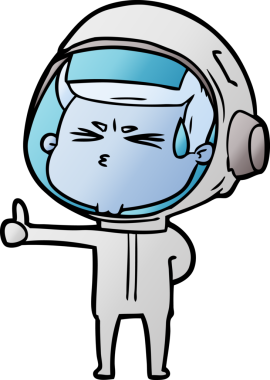 Çizgi film bir insan tarafından çizilmiş astronot.