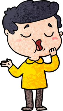 Bir insan tarafından çizilmiş karikatür adam konuşuyor.