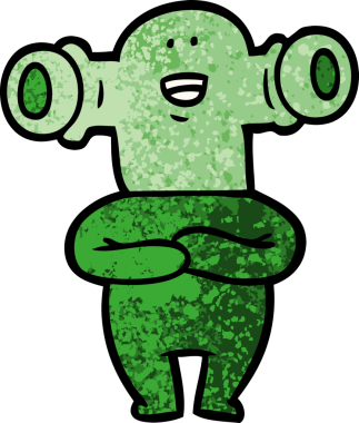 Bir insan tarafından çizilmiş dostane bir uzaylı çizgi filmi.