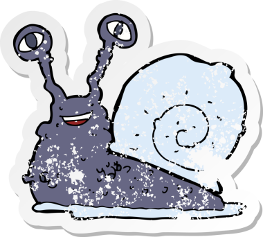 Bir insan tarafından çizilmiş bir salyangozun gerilmiş çıkartması.