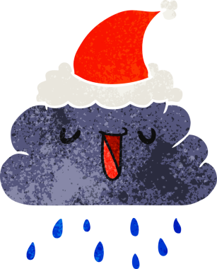 El çizimi eski karikatür Kawaii yağmur bulutu bir insan tarafından çizildi