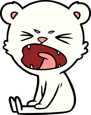 Bir insan tarafından çizilmiş kızgın kutup ayısı çizgi filmi.