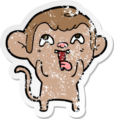 Bir insan tarafından çizilmiş çılgın bir çizgi maymunun sıkıntılı çıkartması.