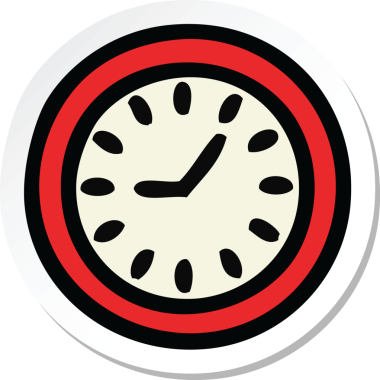 Bir insan tarafından çizilmiş şirin bir duvar saatinin çıkartması.