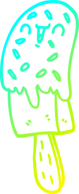 Bir insan tarafından çizilmiş buz lolipopunun soğuk gradyan çizgisi