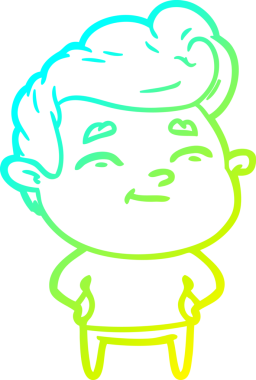 Bir insan tarafından çizilmiş mutlu bir çizgi film karakteri çizimi.