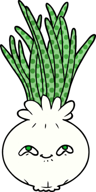 Bir insan tarafından çizilmiş karikatür soğanı.