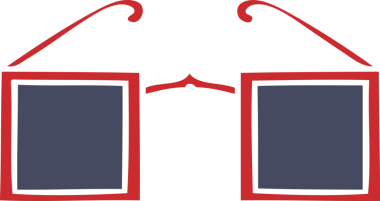 Bir insan tarafından çizilmiş x-ray gözlüğünün düz renkli retro karikatürü