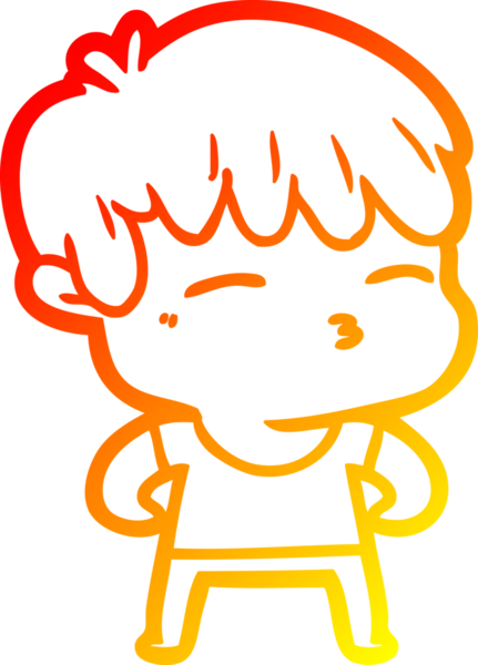 Bir insan tarafından çizilmiş, çizgi film karakteri meraklı bir çocuk çizimi.