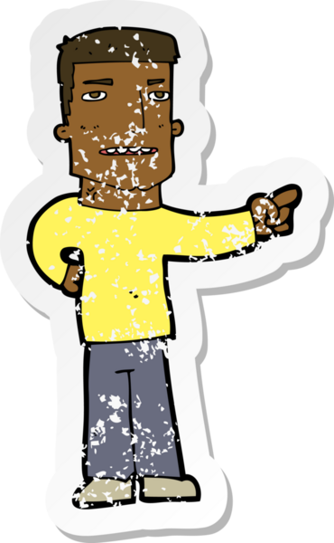 Bir insan tarafından çizilmiş karikatür adamın gerilmiş çıkartması.