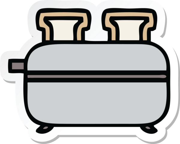 Bir insan tarafından çizilmiş bir çizgi film çifte ekmek kızartma makinesinin çıkartması.