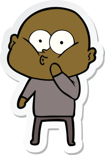 Bir insan tarafından çizilmiş kel bir adamın çıkartması.