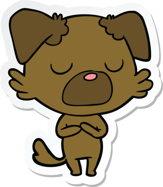 Bir insan tarafından çizilmiş bir köpeğin çıkartması.