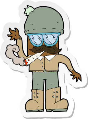 Bir insan tarafından çizilmiş ot içen bir karikatürcünün çıkartması.