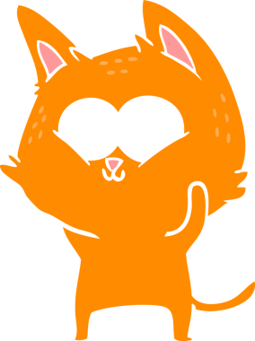 Bir insan tarafından çizilmiş düz renkli çizgi film kedisi