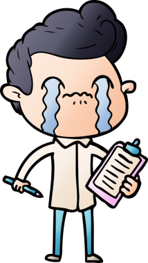 Bir insan tarafından çizilmiş ağlayan çizgi film adamı.