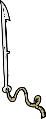 Bir insan tarafından çizilmiş balina avı zıpkını.