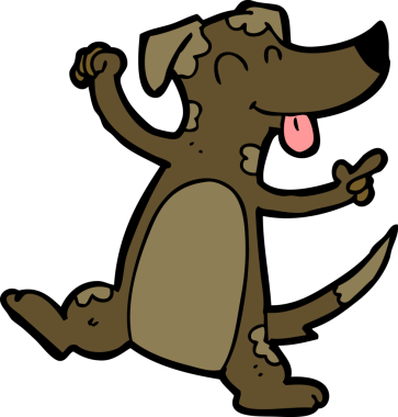 Bir insan tarafından çizilmiş çizgi film köpeği.