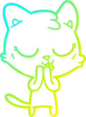 Bir insan tarafından çizilen çizgi film kedisinin soğuk gradyan çizgisi.