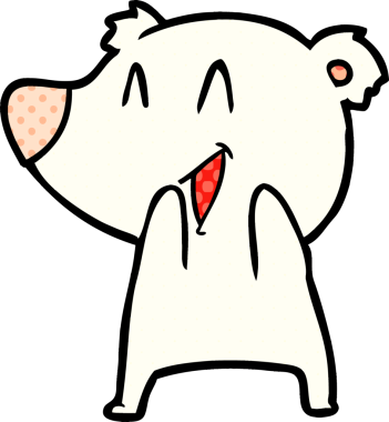 Bir insan tarafından çizilmiş gülen kutup ayısı çizgi filmi.